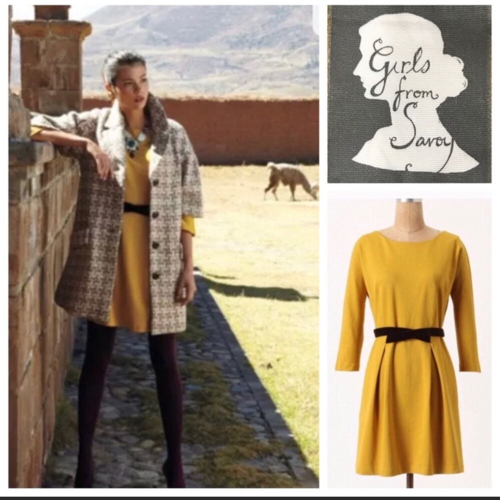 Anthropologie mustard color dress